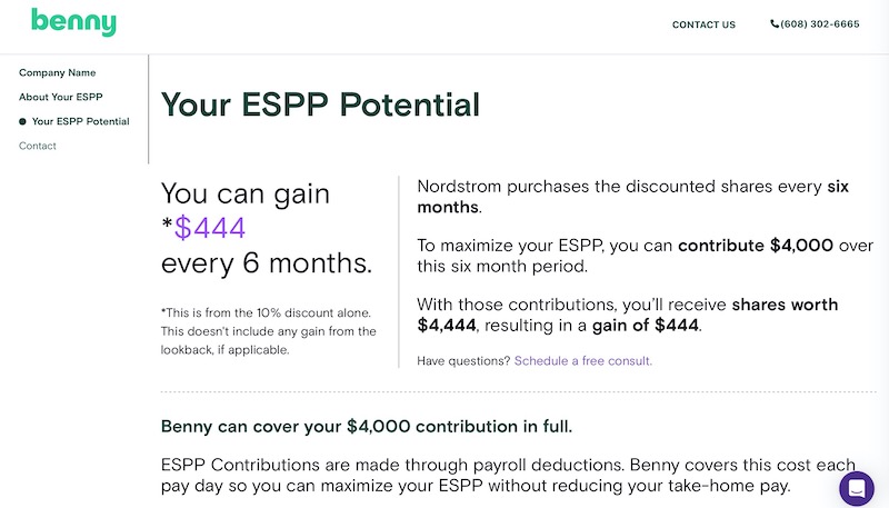 Benny free ESPP calculator