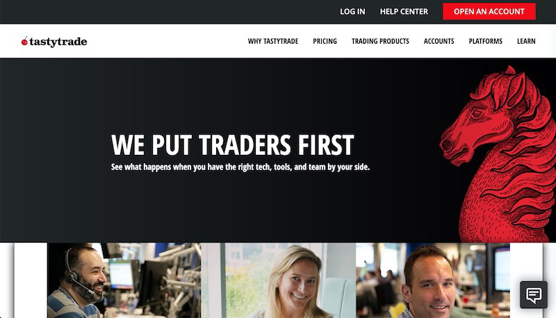 screenshot of tastytrade homepage