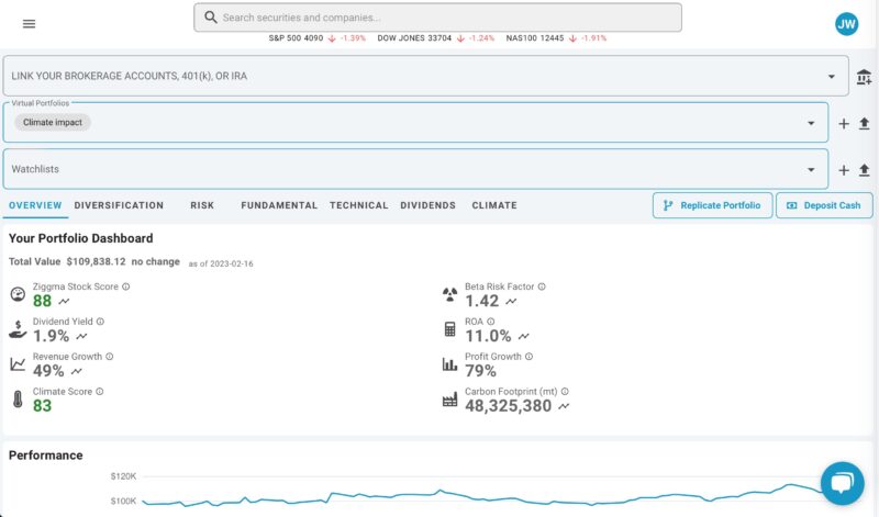 Ziggma Portfolio Dashboard