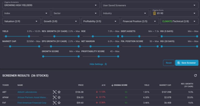 Ziggma Stock Screener