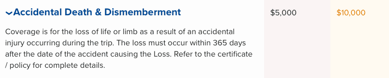 Accidental Death Dismemberment Coverage